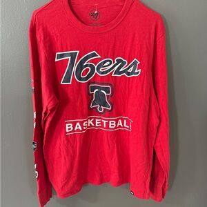 NWOT 47 Brand Philly 76ers City Of Brotherly Love Red Long Sleeve Size Large